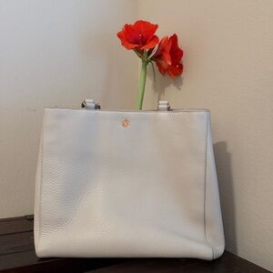 Dagne Dover Allyn Leather Tote Bag in Bone